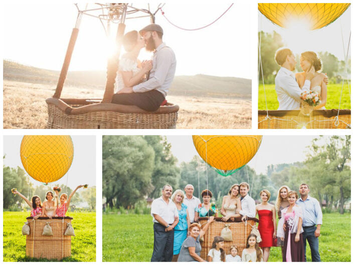 Свадебная фотосессия на воздушном шаре и самолете