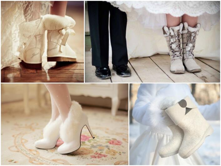 Свадебные туфли и платье для невесты рождественская свадьба