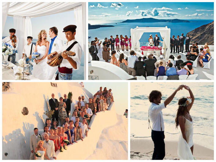 свадьба на острове санторини в греции